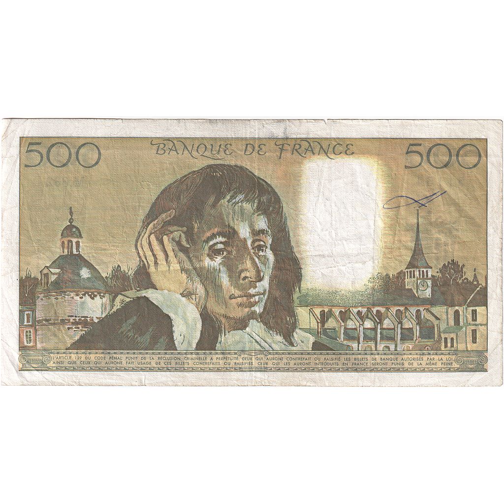 Francia, 500 Francs, Pascal, 1991, M.332, BB, Fayette:71.46, KM:156h