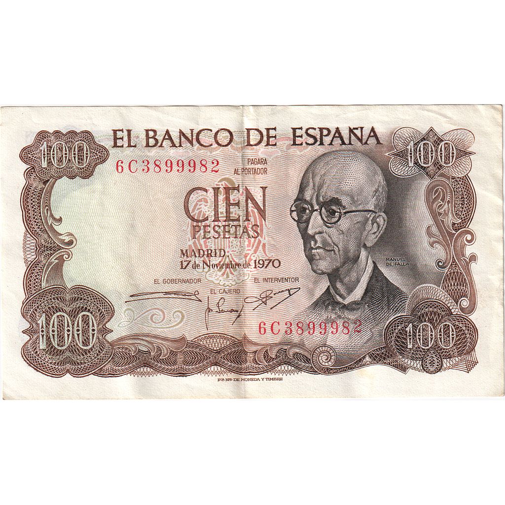 Espagne, 100 Pesetas, 1970-11-17, TTB