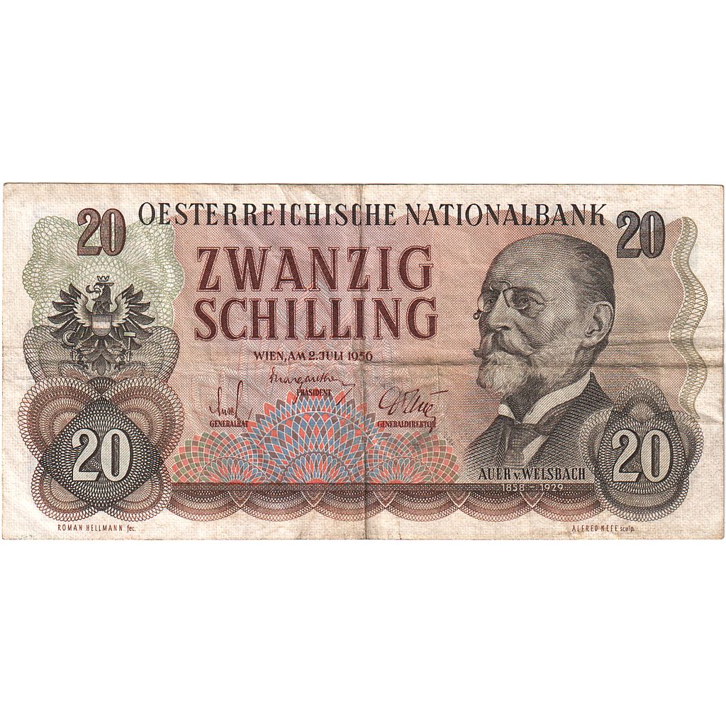 20 Schilling, 1956, Austria, 1956-07-02, KM:136a, MBC