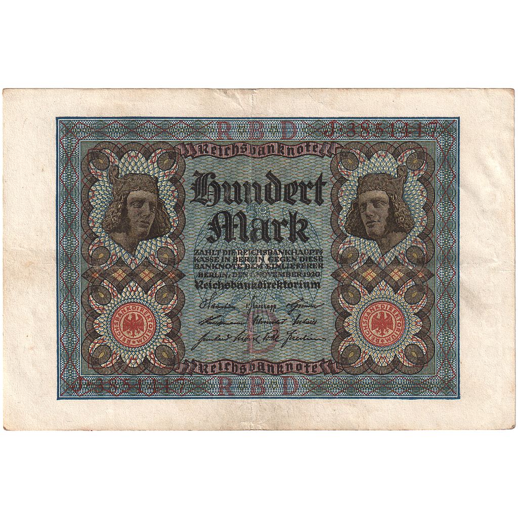 Germany, 100 Mark, 1920, 1920-11-01, KM:69a, AU(50-53)