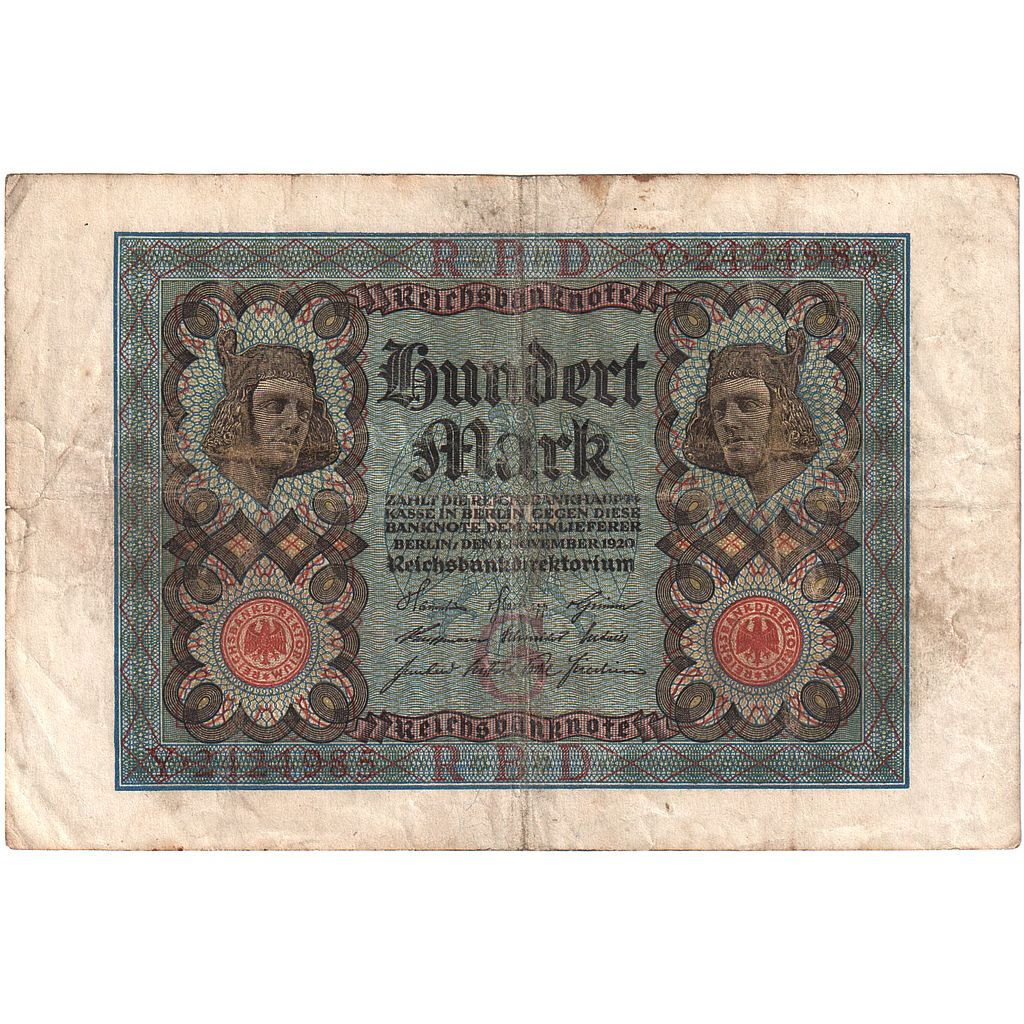 Germany, 100 Mark, 1920, 1920-11-01, KM:69a, VF(30-35)