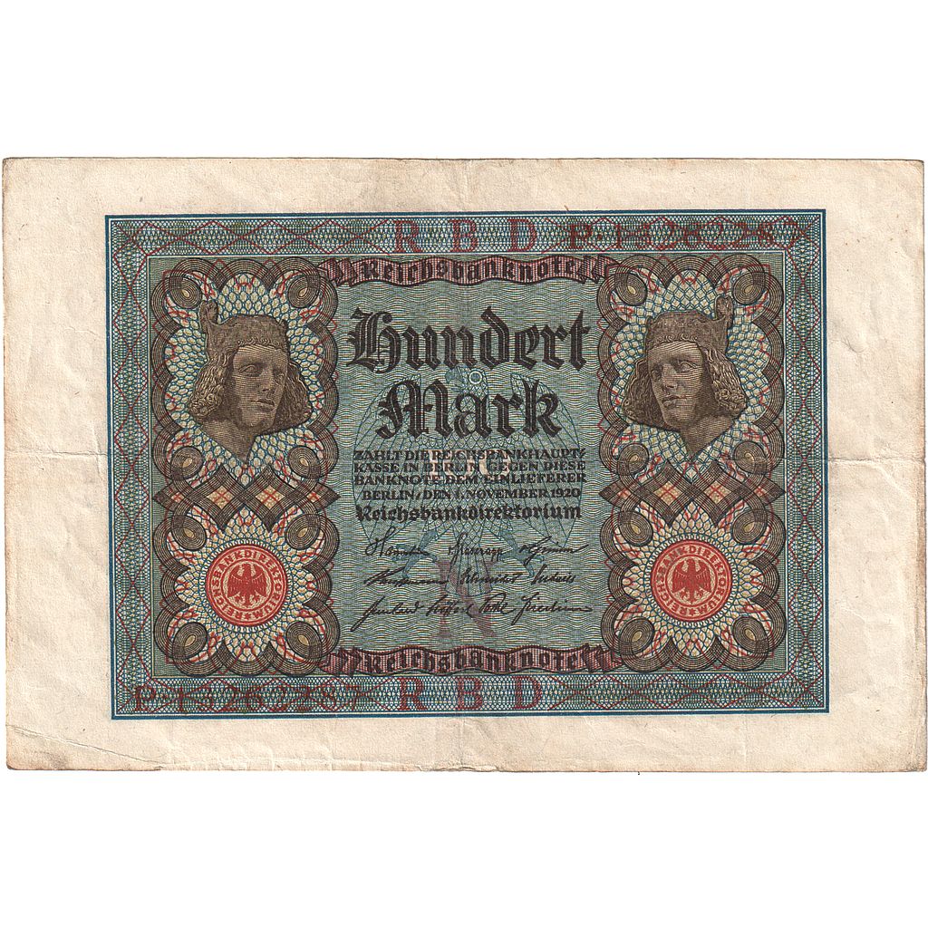 Germany, 100 Mark, 1920, 1920-11-01, KM:69a, AU(50-53)