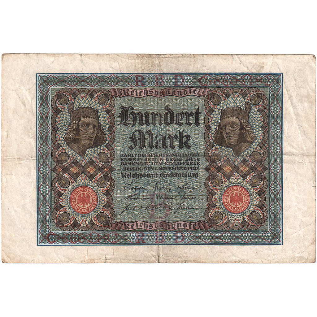 Germany, 100 Mark, 1920, 1920-11-01, KM:69a, VF(20-25)