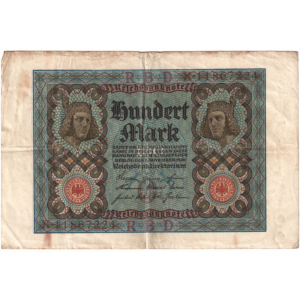 100 Mark, 1920, Alemania, 1920-11-01, KM:69b, BC