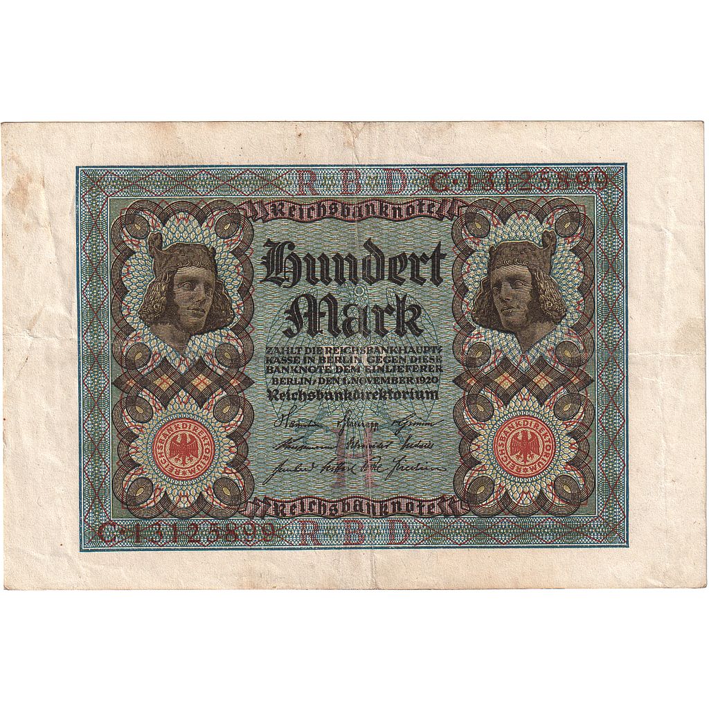Germany, 100 Mark, 1920, 1920-11-01, KM:69b, EF(40-45)