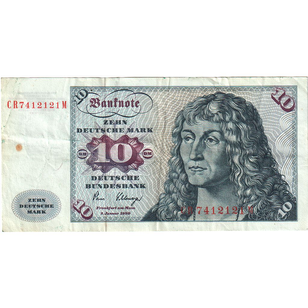 GERMANY - FEDERAL REPUBLIC, 10 Deutsche Mark, 1980, 1980-01-02, KM:31d