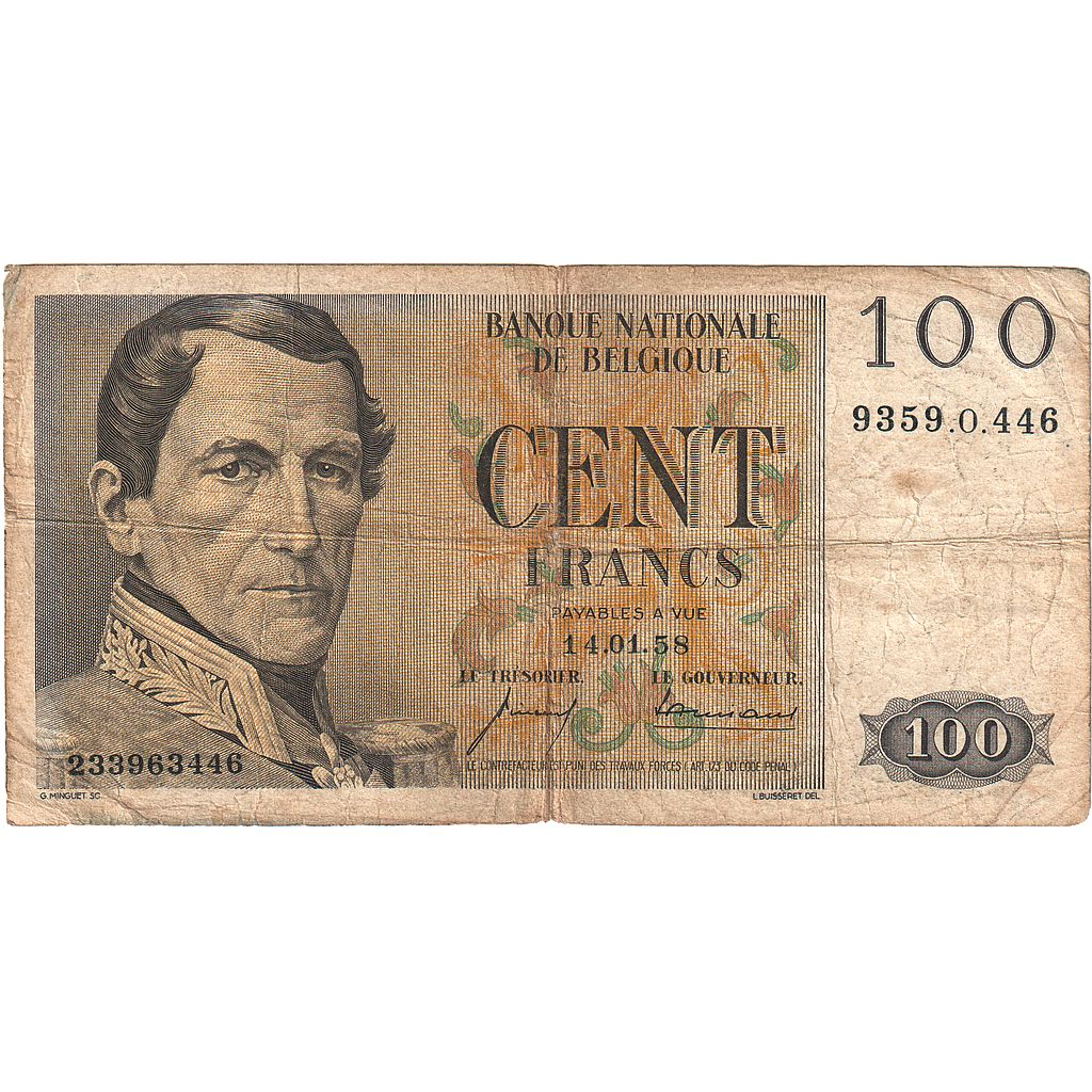 Belgia, 100 Francs, VF(20-25)