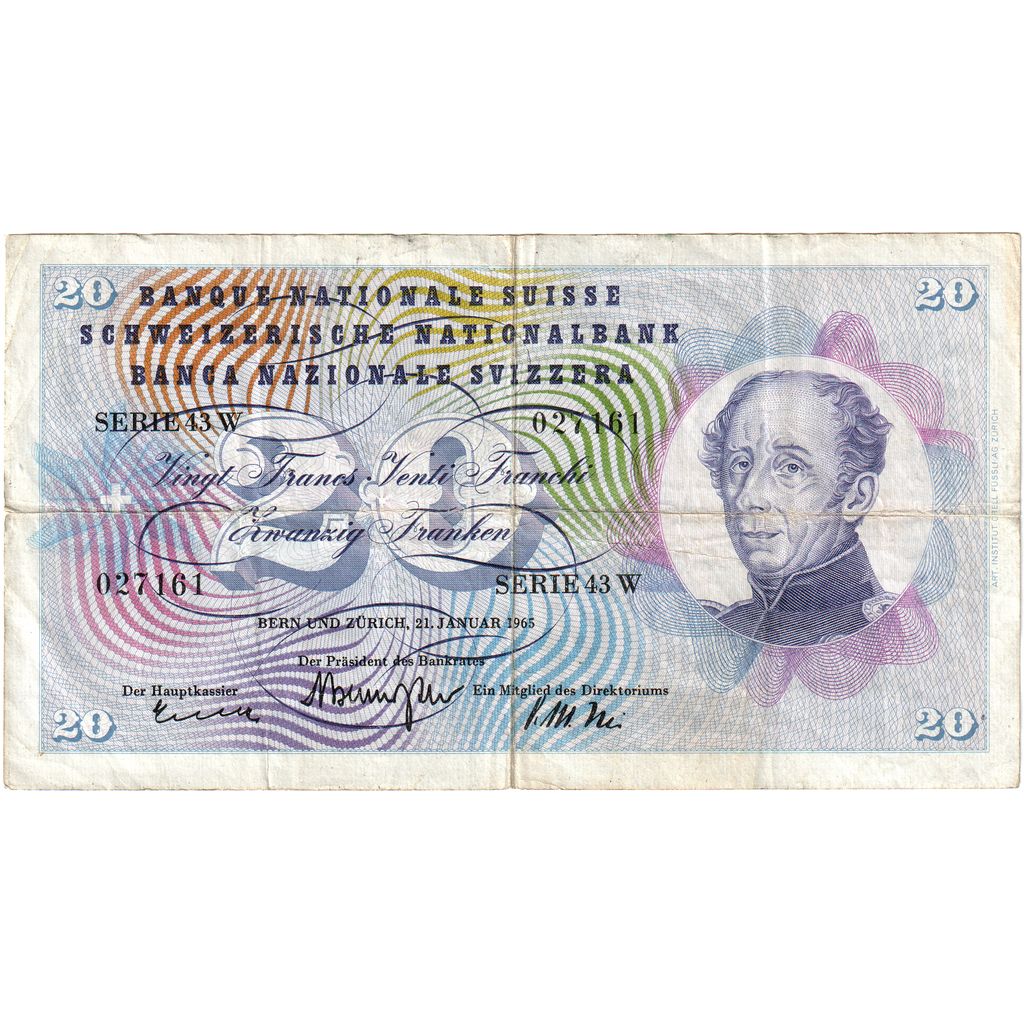Schweiz, 20 Franken, 1965, 1965-01-21, KM:46l, S+