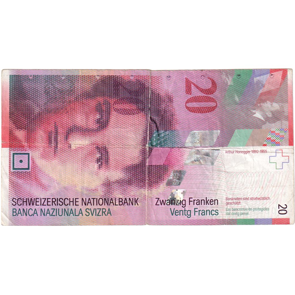 Switzerland, 20 Franken, 1994, KM:68a, F(12-15)