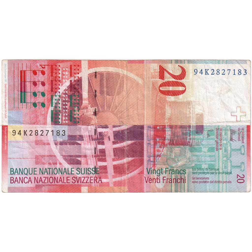 Szwajcaria, 20 Franken, 1994, KM:68a, EF(40-45)