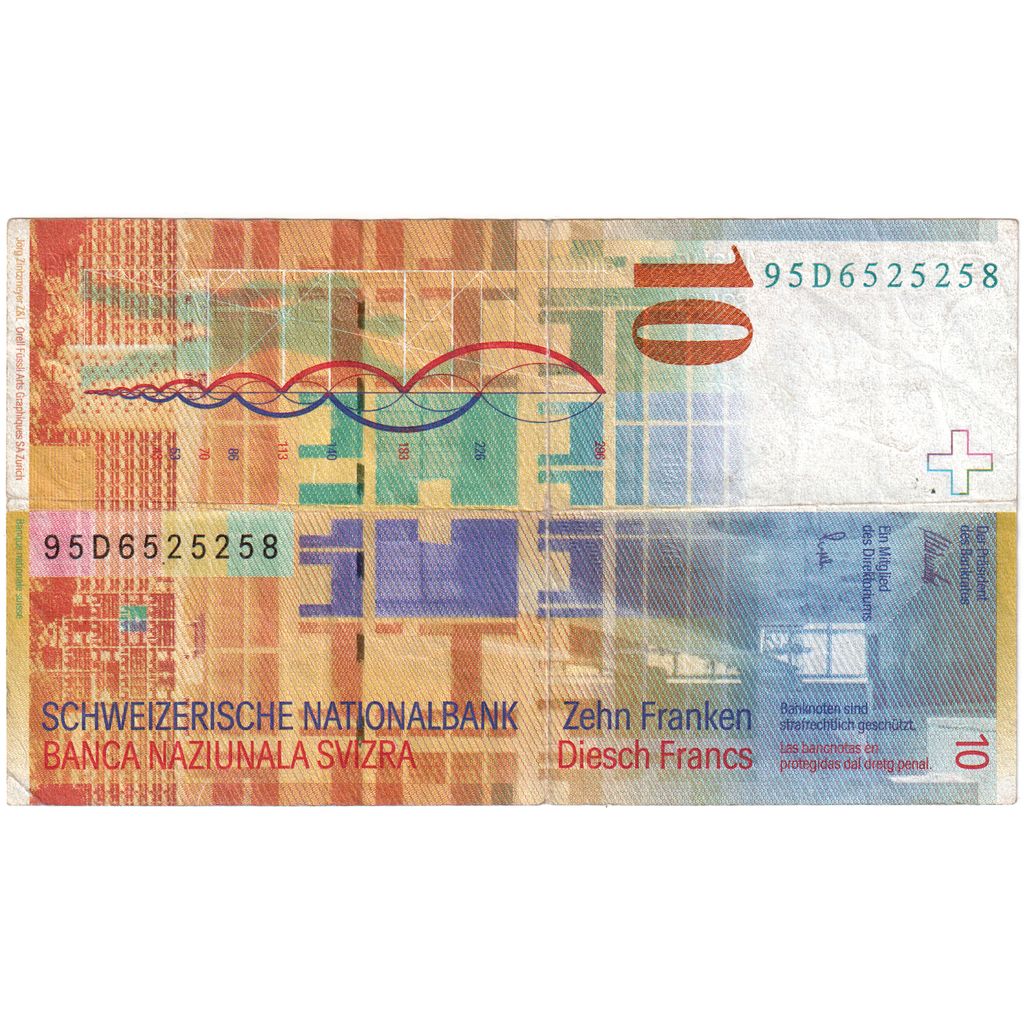 Szwajcaria, 10 Franken, KM:66a, EF(40-45)