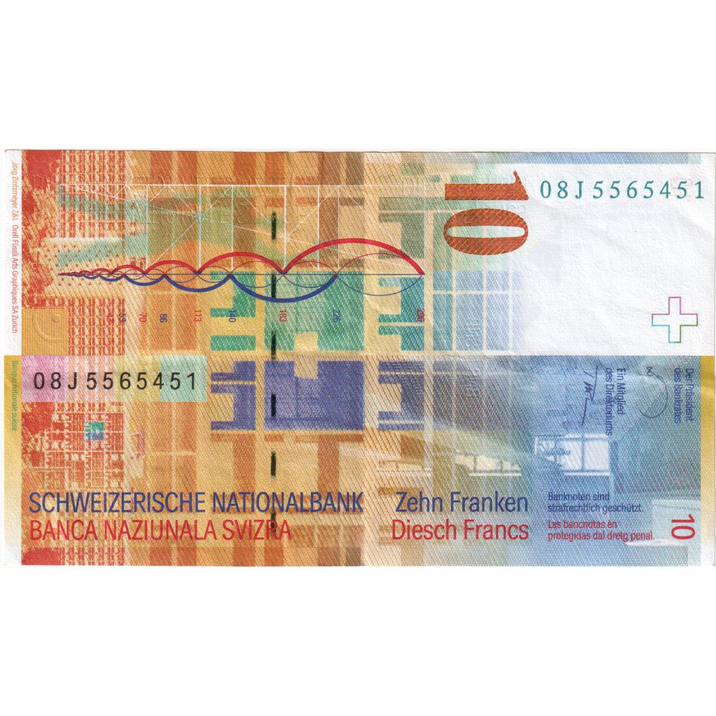 Switzerland, 10 Franken, 2008, KM:67c, AU(50-53)