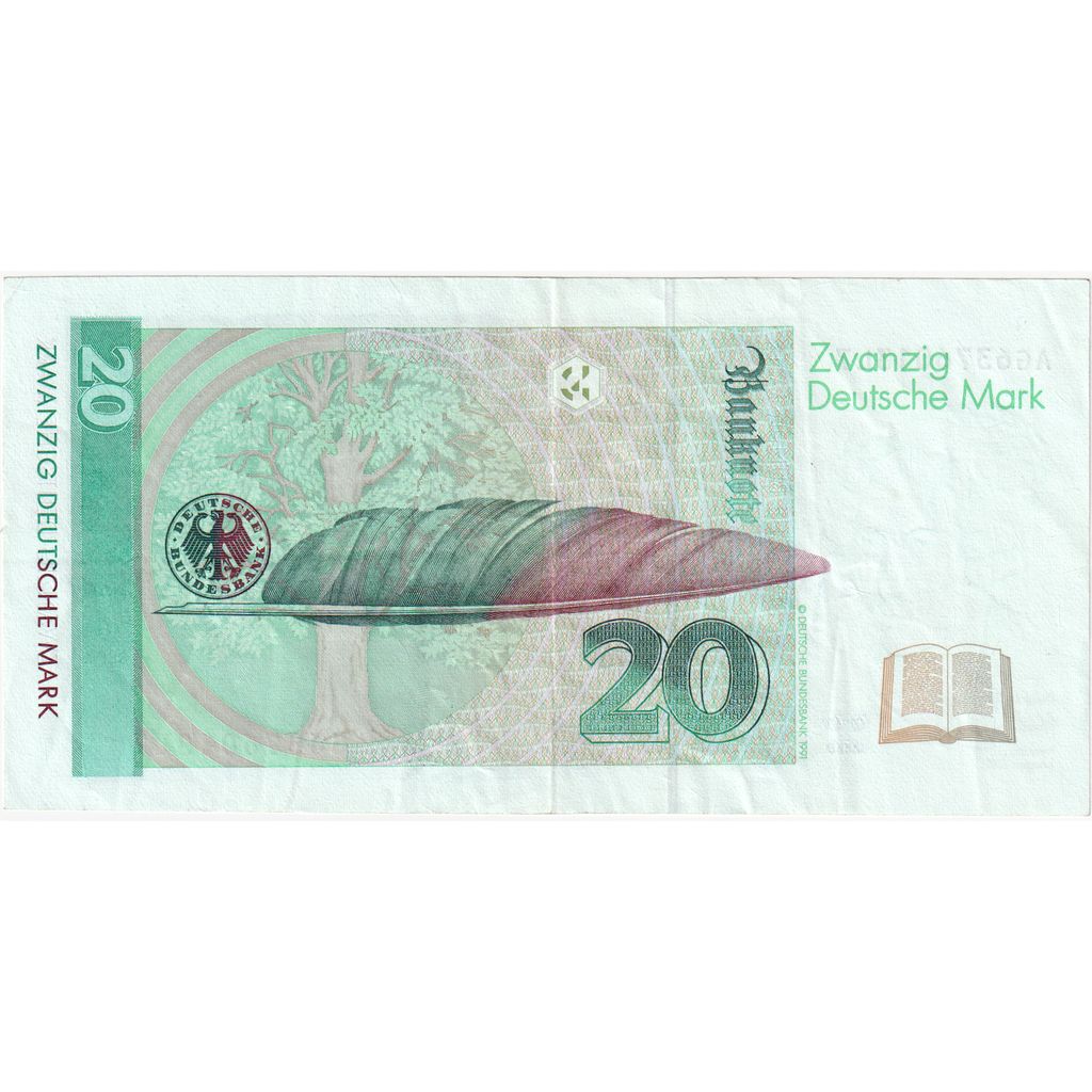 GERMANY - FEDERAL REPUBLIC, 20 Deutsche Mark, 1991, 1991-08-01, KM:39a