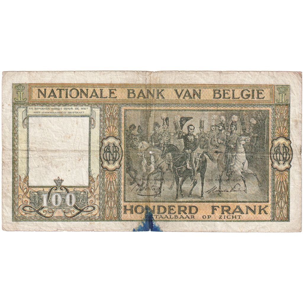 Belgio, 100 Francs, 1946, 1946-01-30, KM:126, B