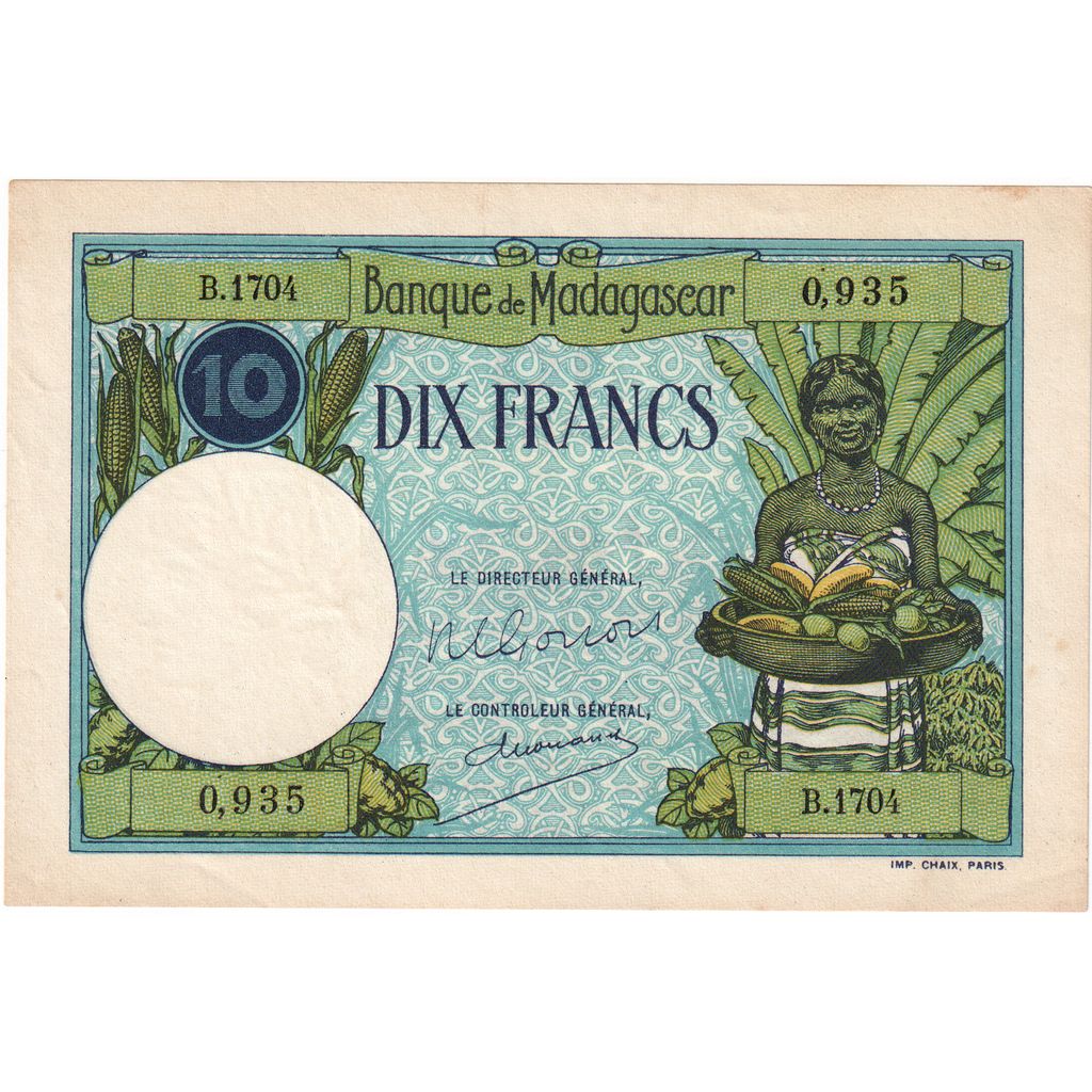 Madagascar, 10 Francs, Undated (1937-47), KM:36, UNC(64)