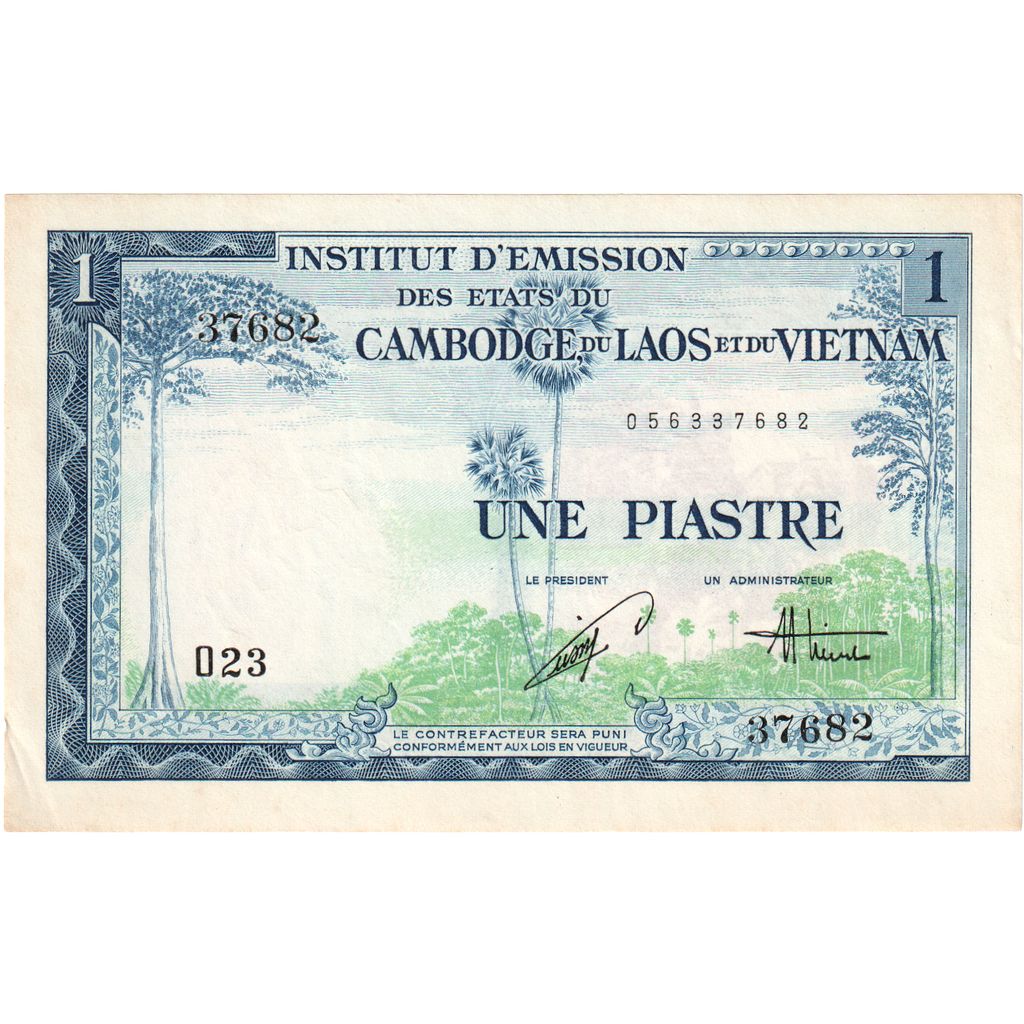 FRENCH INDO-CHINA, 1 Piastre = 1 Dong, 1954, KM:105, UNC(65-70)