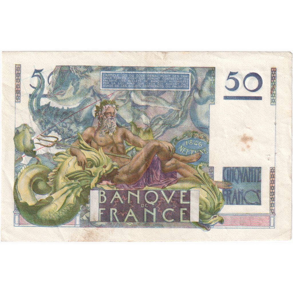 Francia, 50 Francs, Le Verrier, 1948, R.100, MB+, Fayette:20.10, KM:127b