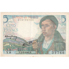 Francia, 5 Francs, Berger, 1943, Y.8, MBC+, Fayette:05.01, KM:98a