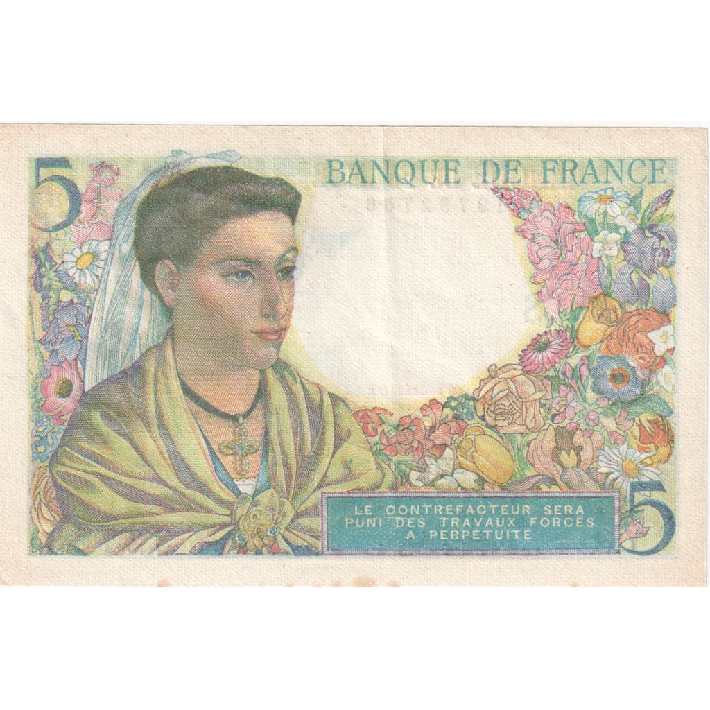Francia, 5 Francs, Berger, 1943, Y.8, MBC+, Fayette:05.01, KM:98a