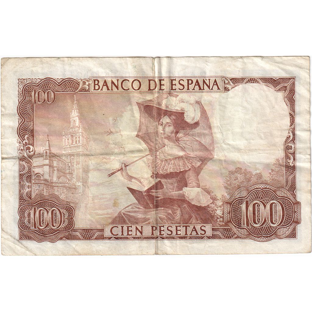Espanha, 100 Pesetas, 1965, 1965-11-19, KM:150, VF(30-35)