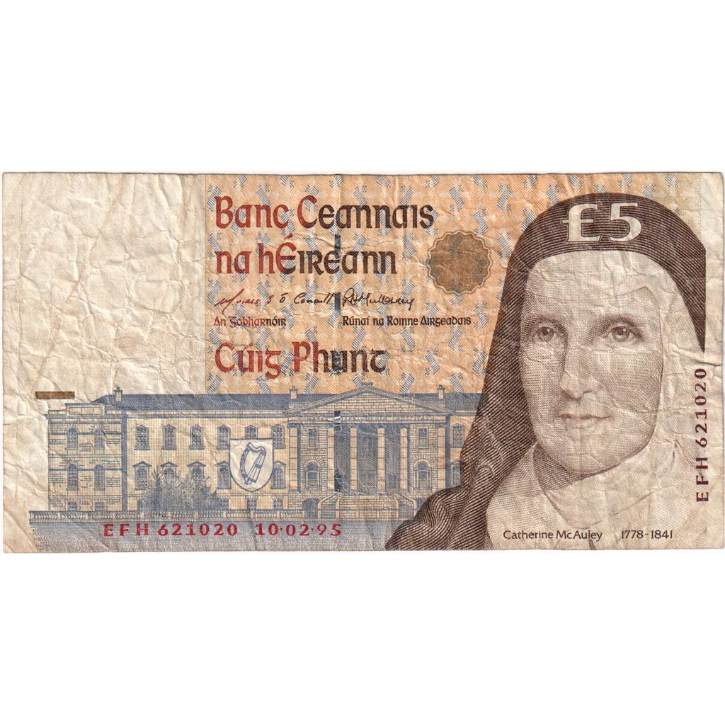 Ireland - Republic, 5 Pounds, 1994, KM:75b, VF(20-25)