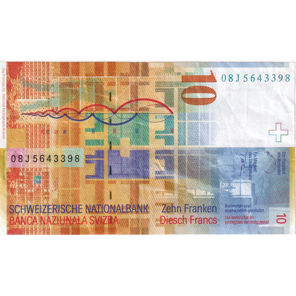 Switzerland, 10 Franken, 2008, KM:67c, AU(50-53)