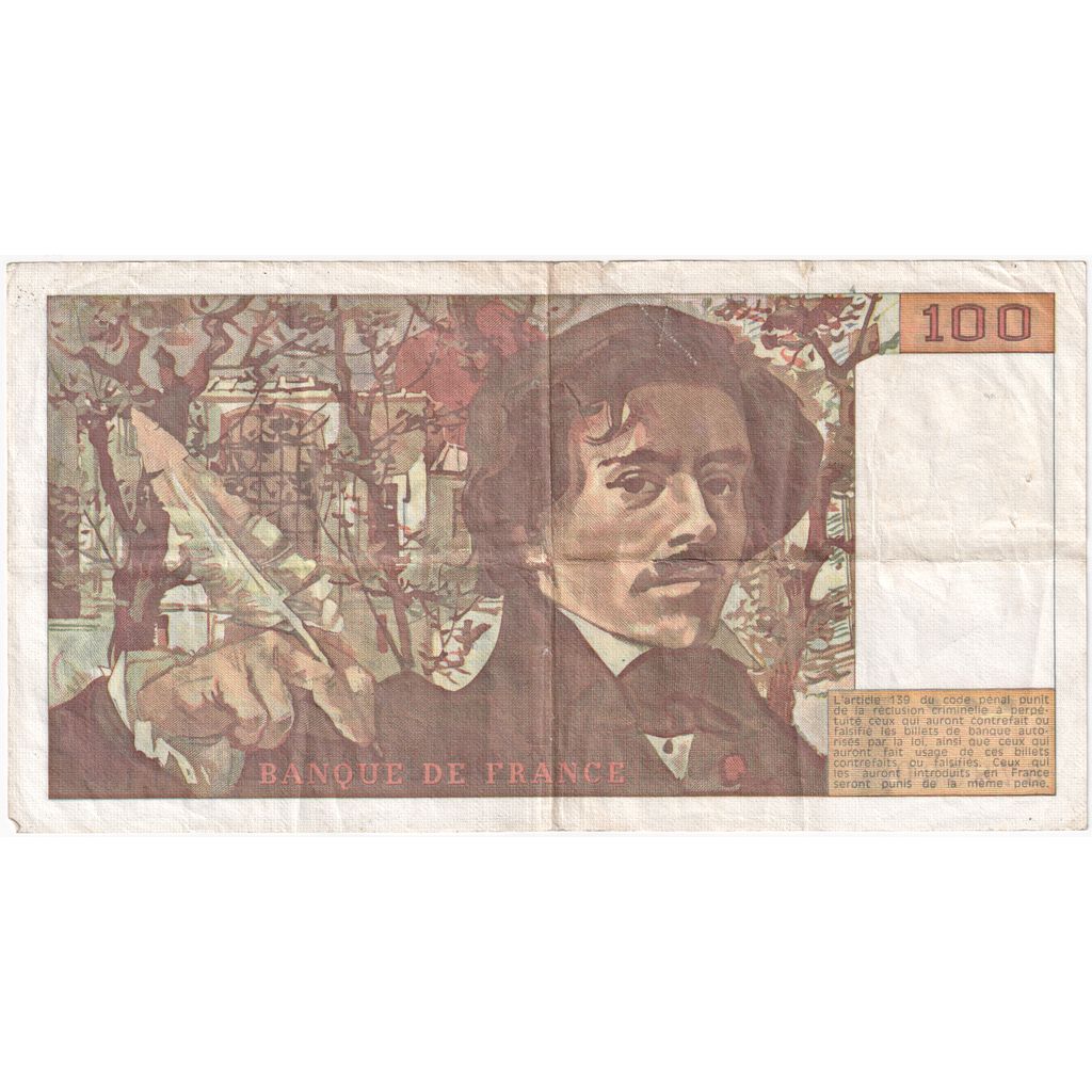 Francia, 100 Francs, Delacroix, U.186, BC+
