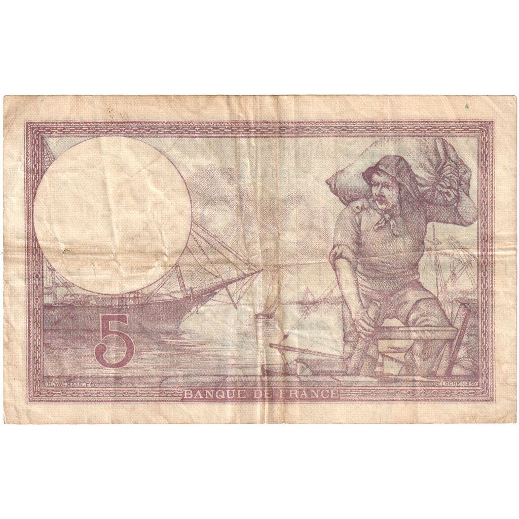 France, 5 Francs, Violet, C.51585, EF(40-45)