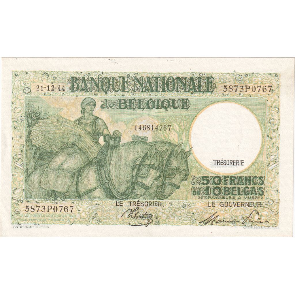 België, 50 Francs-10 Belgas, 1944-12-21, NIEUW