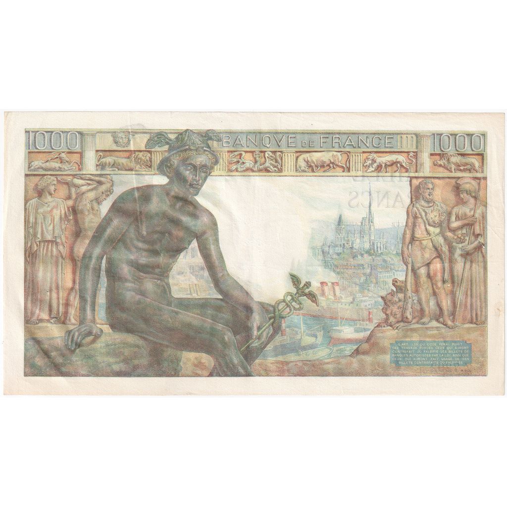 França, 1000 Francs, Déesse Déméter, 1943-07-22, Z.7292, AU(50-53)