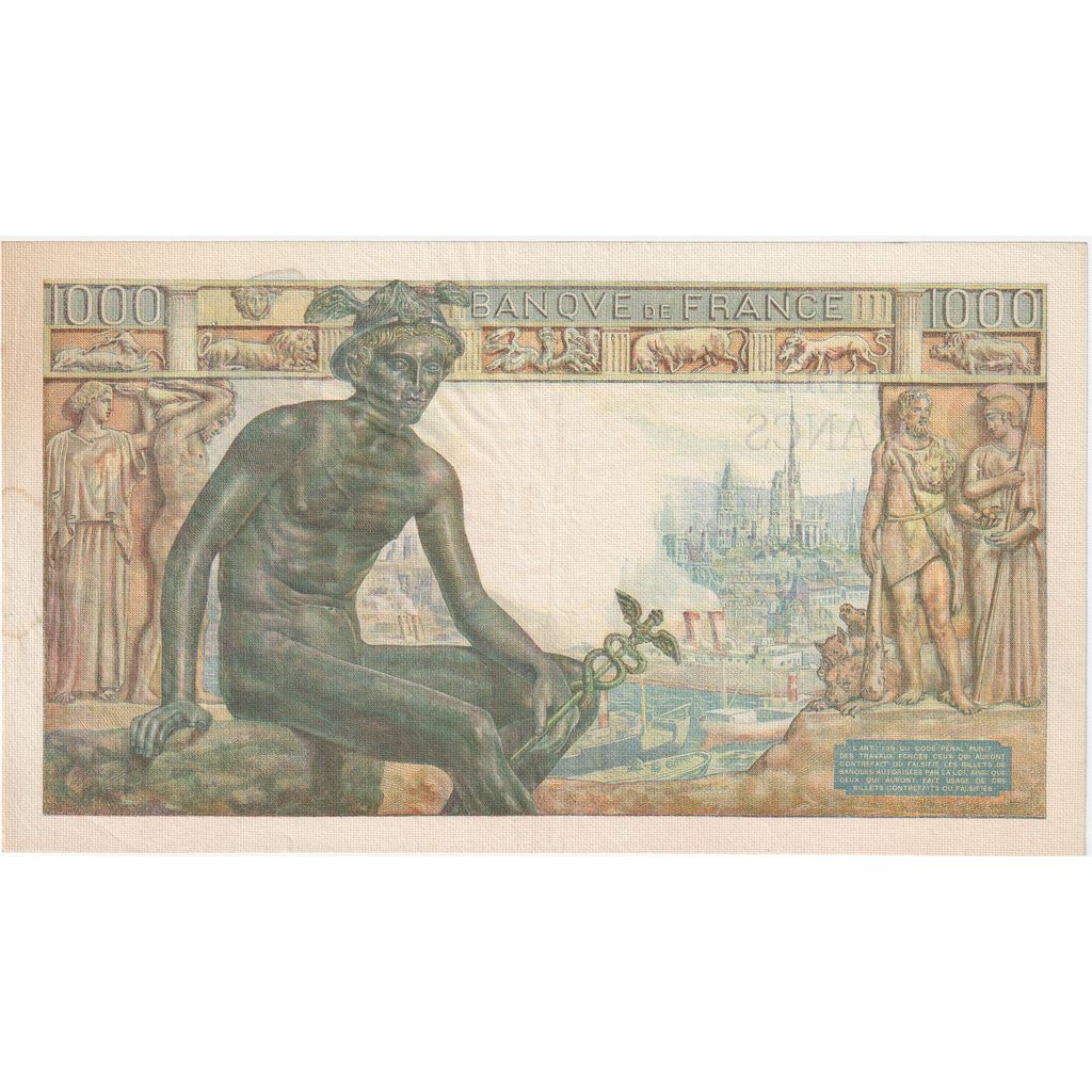 France, 1000 Francs, Déesse Déméter, 1942-09-24, K.1337, AU(55-58)
