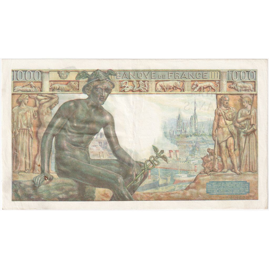 France, 1000 Francs, Déesse Déméter, 1942-06-20, G.723, AU(55-58)