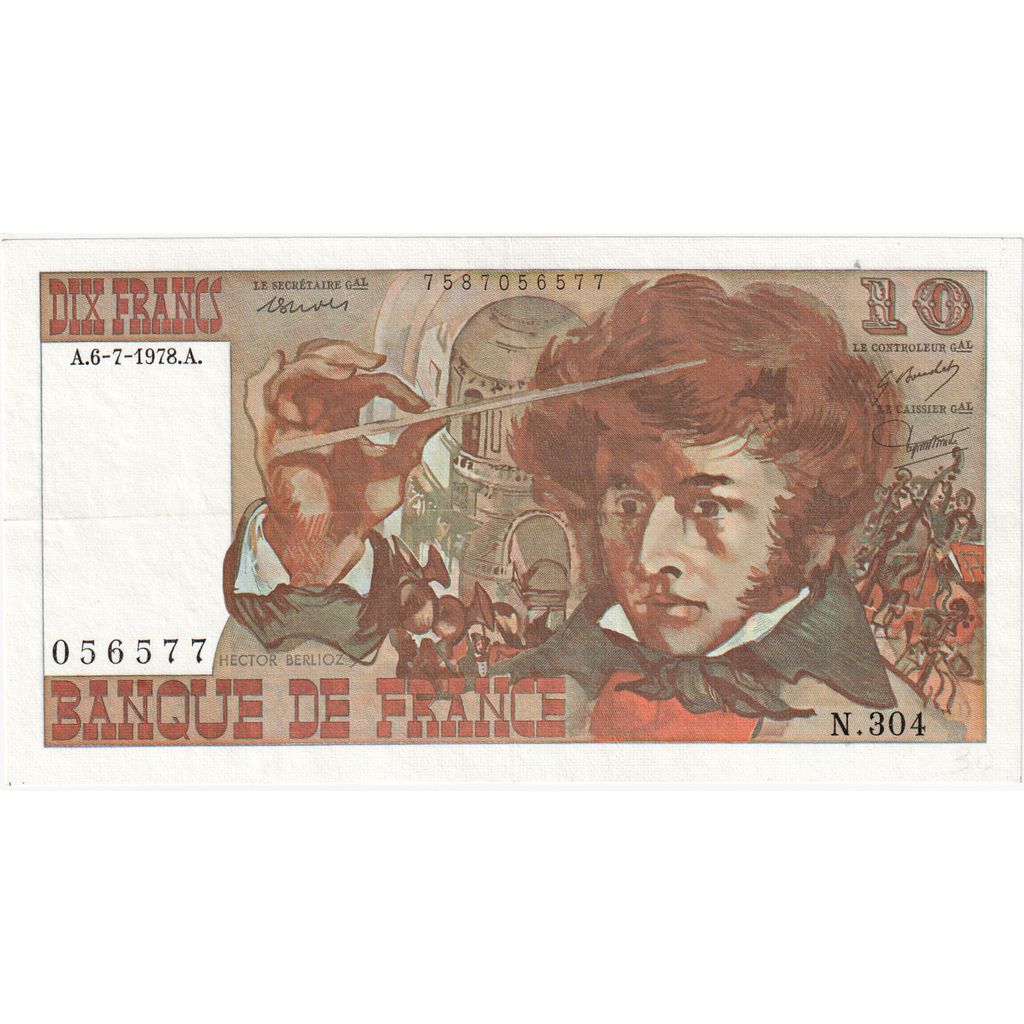 Frankreich, 10 Francs, Berlioz, 1978-07-06, N.304, VZ