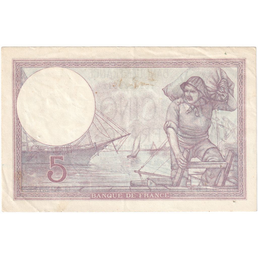 France, 5 Francs, Violet, 1930-10-09, Q.42251, AU(55-58)