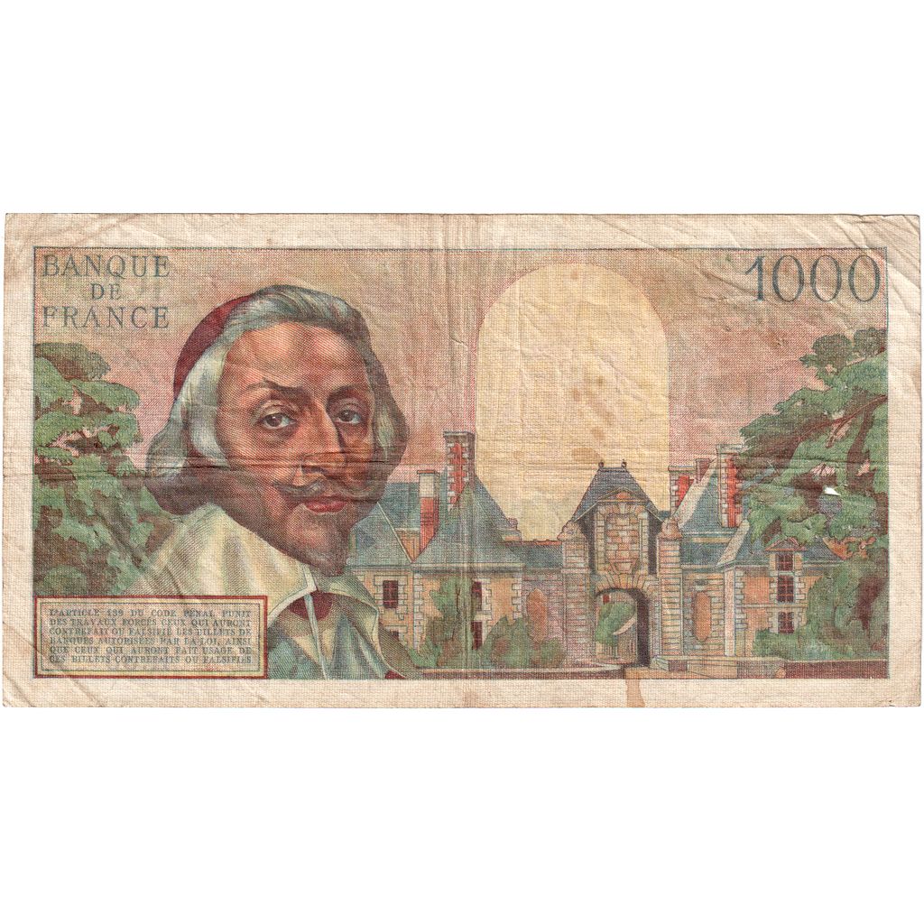 France, 1000 Francs, Richelieu, 1954-01-07, H.33, VF(20-25)