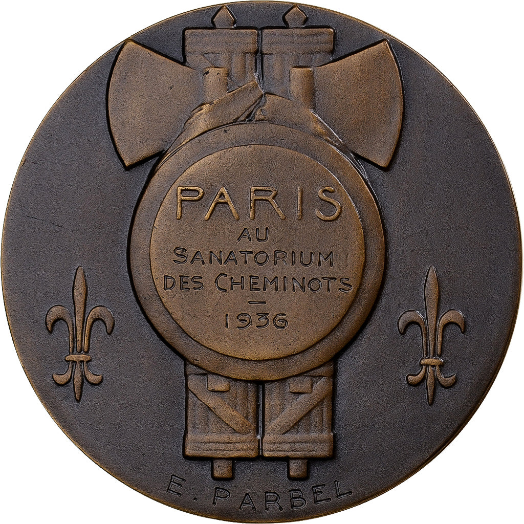 Francia, medalla, Sanatorium des cheminots de Paris, 1936, Bronce, Parbel, EBC