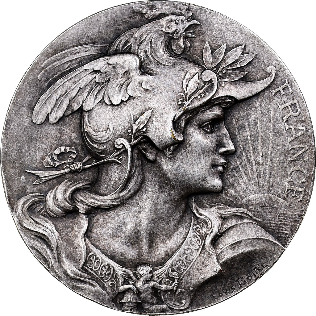 França, medalha, Marianne casquée, Bronze Prateado, Bottée / Rivet, AU(55-58)
