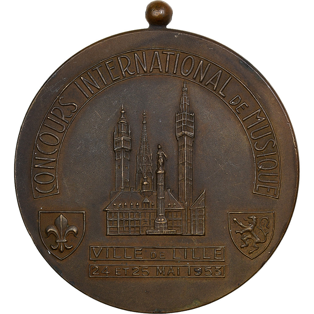 France, Médaille, Concours international de musique de Lille, 1953, Bronze, TTB
