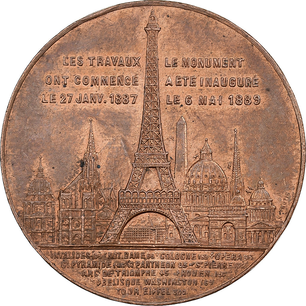 France, Medal, Souvenir d'Ascension de la Tour Eiffel, 1889, Copper, AU(50-53)