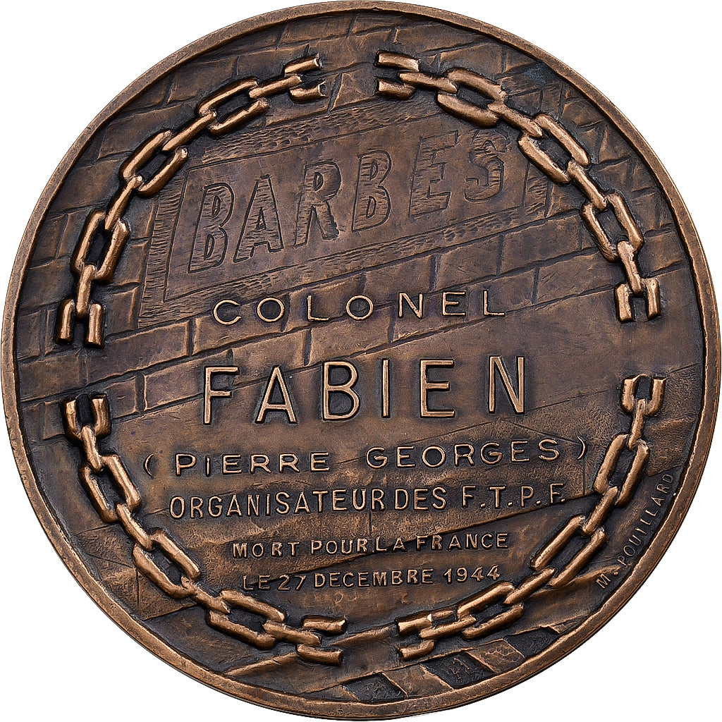 France, Medal, Colonel Fabien, Organisateur des F.T.P.F, Bronze, Pouillard