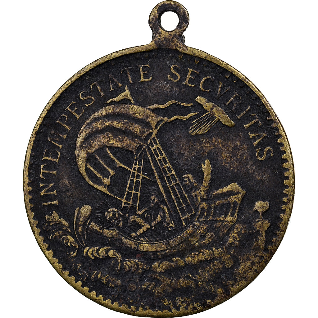 Francia, medalla, Saint Georges Terrassant le Dragon, Latón, BC+