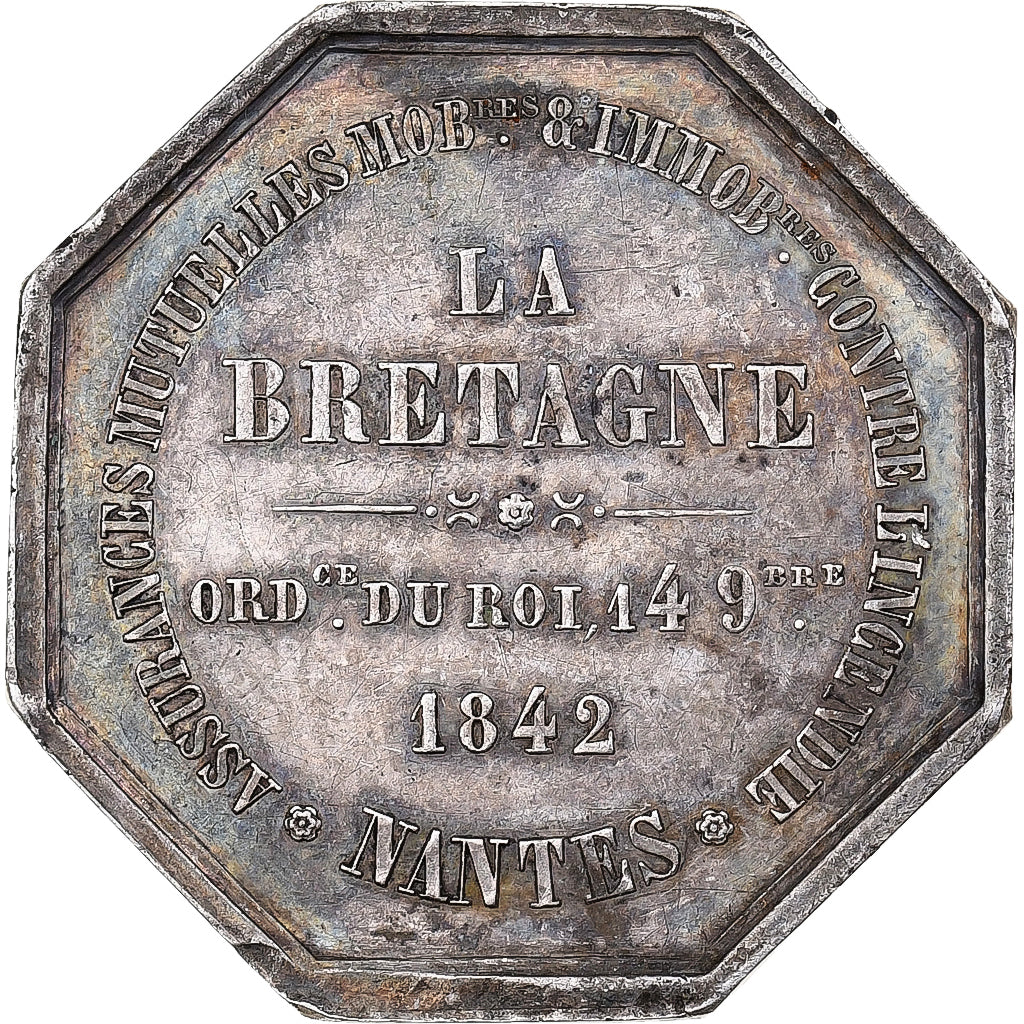 Francia, medalla, Assurances mutuelles contre l’incendie de Nantes, 1842