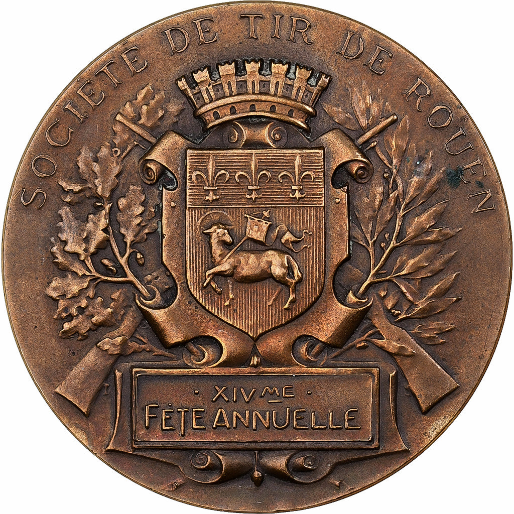 Francja, medal, Société de tir de Rouen, 1914, Brązowy, AU(55-58)