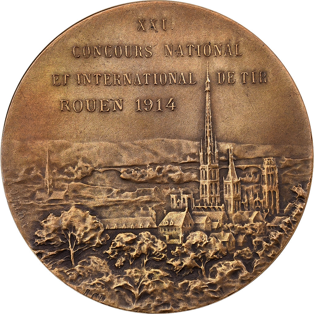 Francja, medal, Société de tir de Rouen, 1914, Brązowy, AU(55-58)