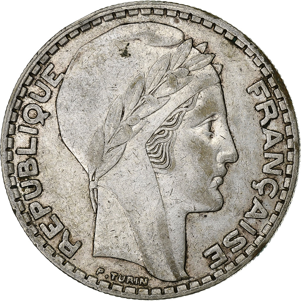 Frankrijk, 20 Francs, 1933, Paris, Rameaux courts, Zilver, ZF, KM:879