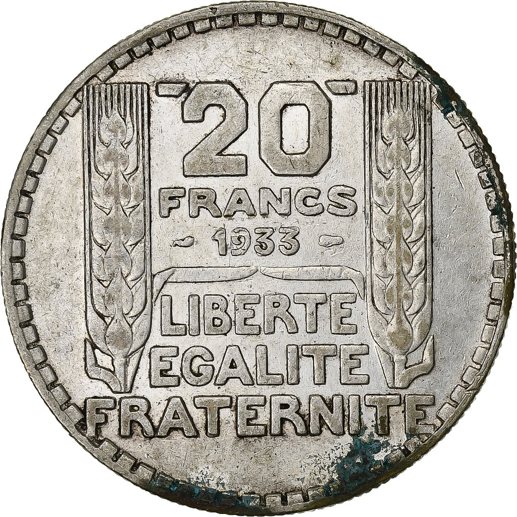 Frankrijk, 20 Francs, 1933, Paris, Rameaux courts, Zilver, ZF, KM:879