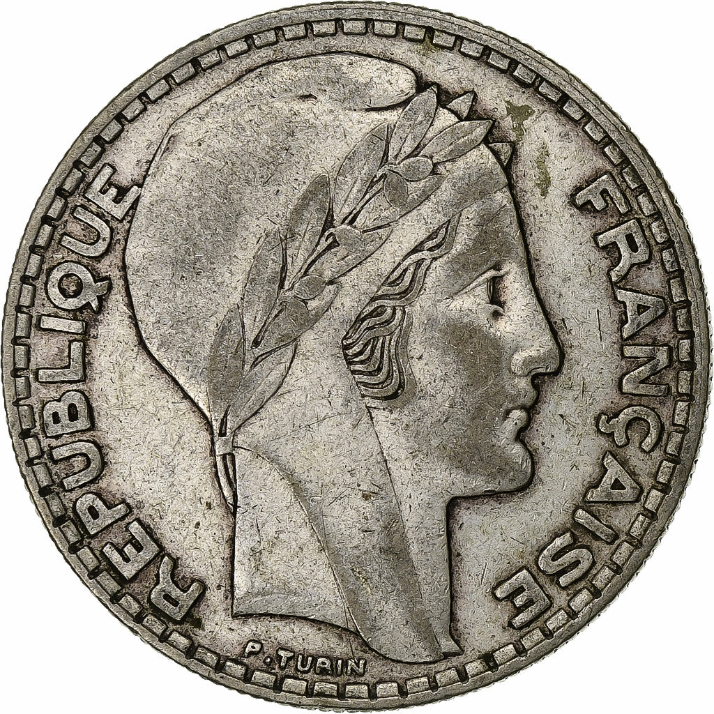 France, 20 Francs, 1933, Paris, Rameaux courts, Silver, EF(40-45), KM:879