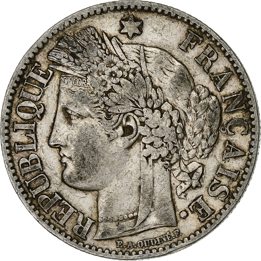 France, 2 Francs, 1887, Paris, Cérès avec légende, Silver, EF(40-45)
