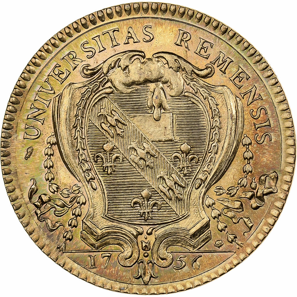 France, Token, Champagne Ardennes, Université de Reims, 1756, Copper, Refrappe