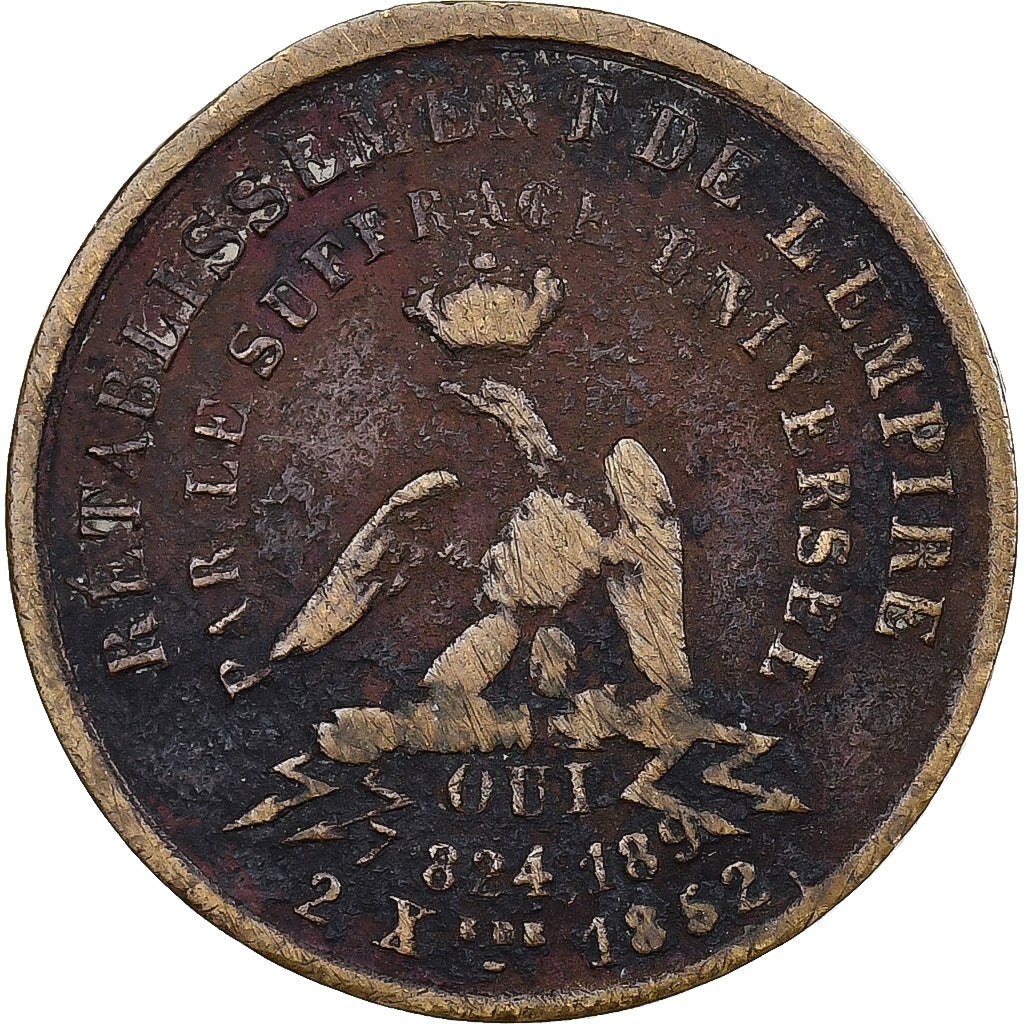 France, Jeton, Napoléon III, Rétablissement de l'Empire par le Suffrage
